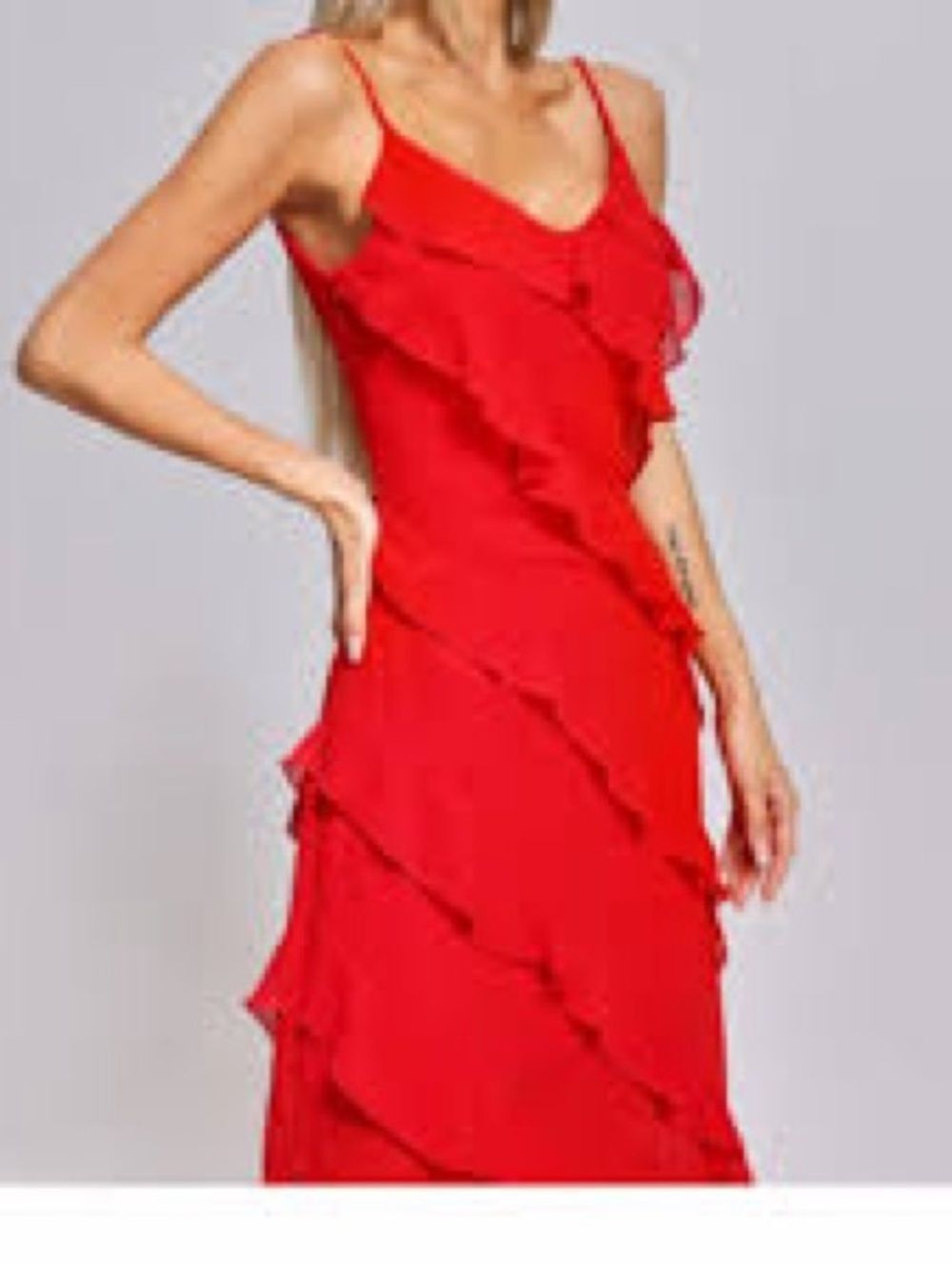 Commense Red Ruffle Maxi Dress NWT Size Large